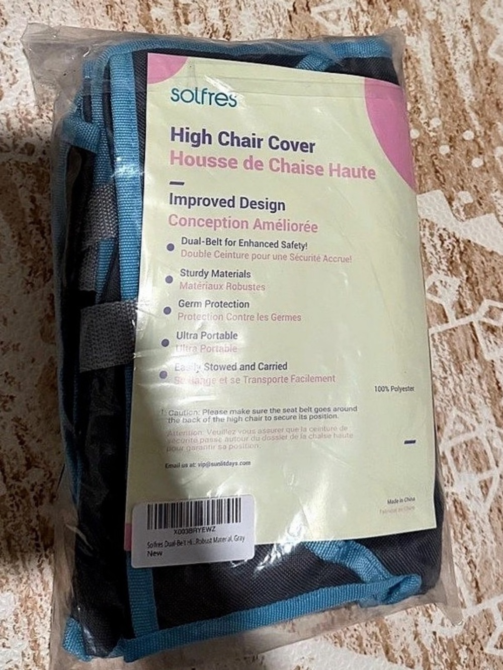 Solfres High Chair Cover Blue Gray NWT